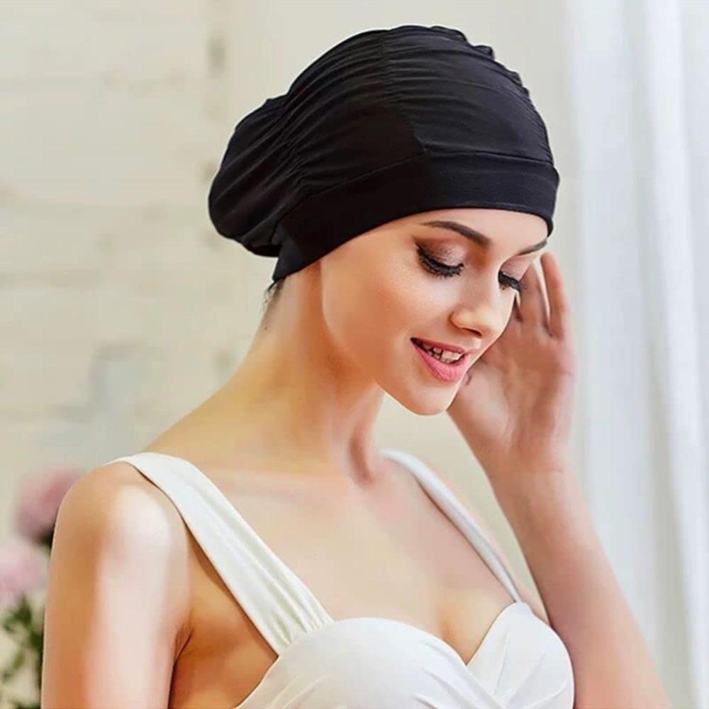 2PCS Polyester Swimming Caps Waterproof Lining Elastic Caps Swimming Pool