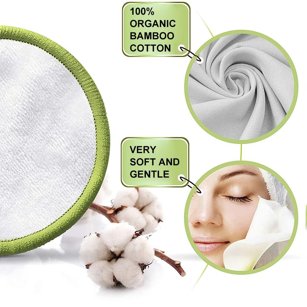 20 Pcs Reusable Makeup Remover Pads Bamboo Washable Cotton Rounds with Cotton Laundry Bag and Round
