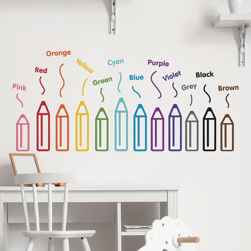 Waterproof Removable Pencil Wall Sticker Creative Kids Room Decors PVC Decal Easy Installation for Renters Homeowner