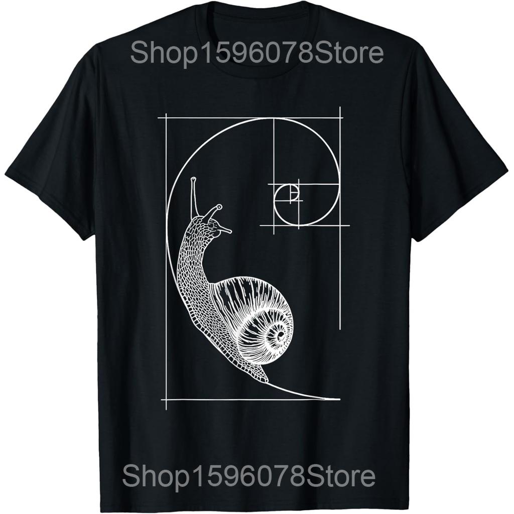 Snail Sacred Geometry Ratio Mathematicians Funny T Shirts Men Humor Streetwear Tee Shirt Short Sleeve Unisex Loose Clothing