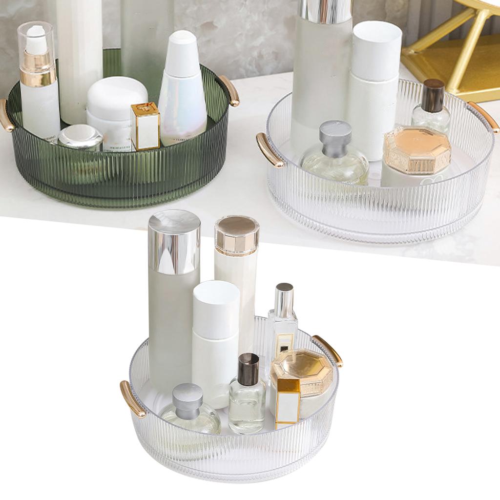 360 Rotating Cosmetic Organizer Texture Storage Rotating Makeup Desk Organizer with Handle for