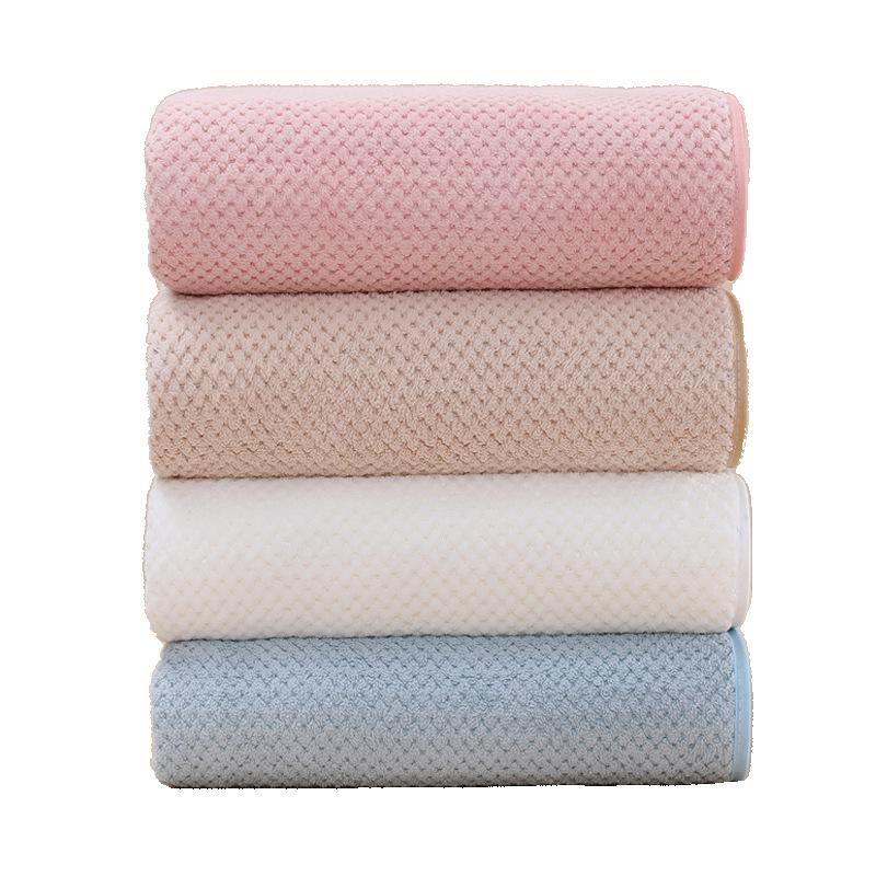 Coral Fleece Quick-Dry Large Bath Towel: Absorbent, Thickened Pineapple Grid Design for Beach, Swimming, or Beauty Salon.