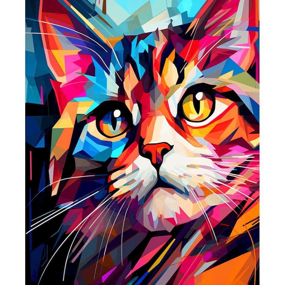 CHENISTORY Paint By Numbers Colorful Cat Animal Acrylic Drawing Canvas Wall Art Oil Painting By Numbers DIY Home Decoration