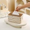 Tissue Box with Wood Grain Lid Storage Container Facial Tissues Napkins Paper Towel Holder for Home  Bedroom Office Storage Gift