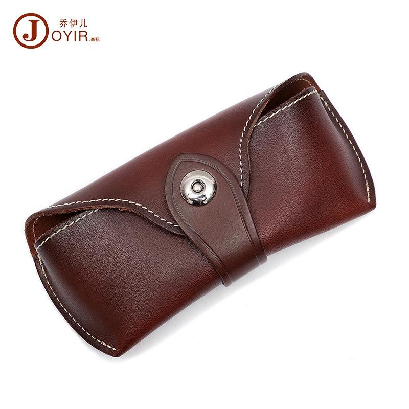 JOGUJOS Genuine Leather Glasses Case Retro Sunglasses Sunglasses Universal Cowhide Glasses Bag Portable Anti-pressure Glasses Case