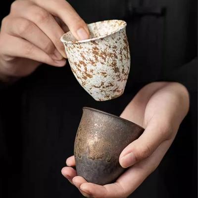 Ceramic Tea Cup Household Gilded Rust Glazed Master Cup Kung Fu Tea Set Accessories