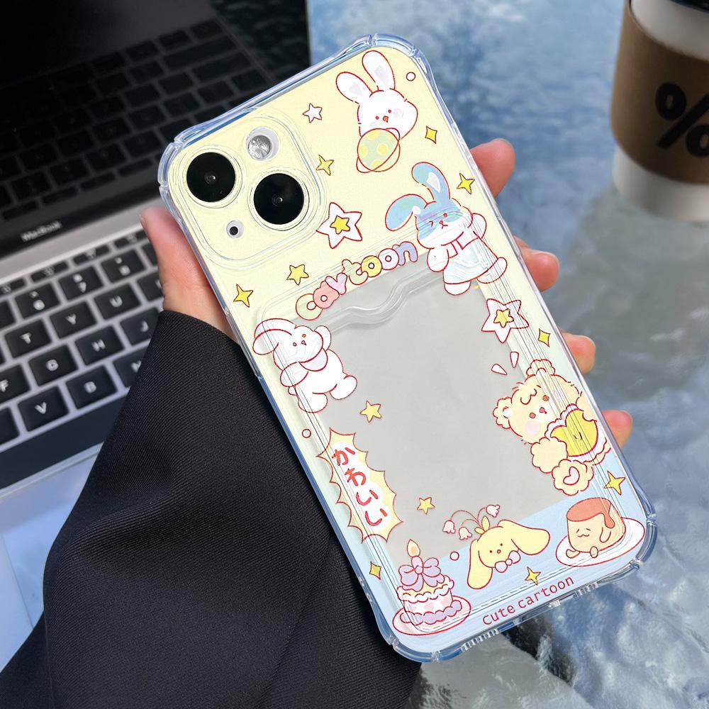 Korttelefonveske for iPhone 11 13 XR 15 14 Pro Max iPhone 12 16 7 8 Plus XS Max Samsung S24 S23 A15 A55 A05 A54 Redmi 12 13C 13 9 Cartoon Protection