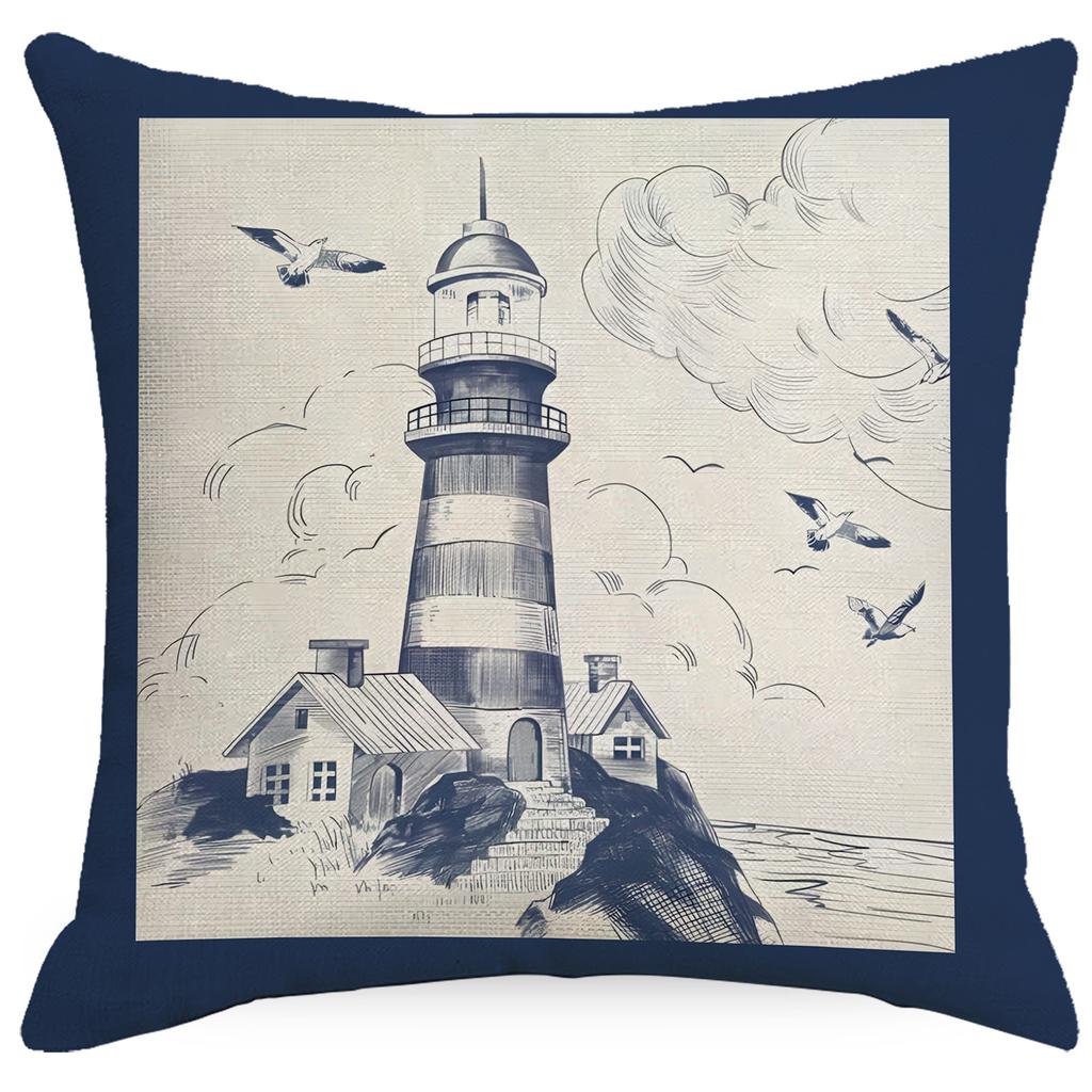 Navigation Compass Sailing Anchor Rudder Element Pillow Cover Home Sofa Cushion Pillow Cover Premium Durable Quality