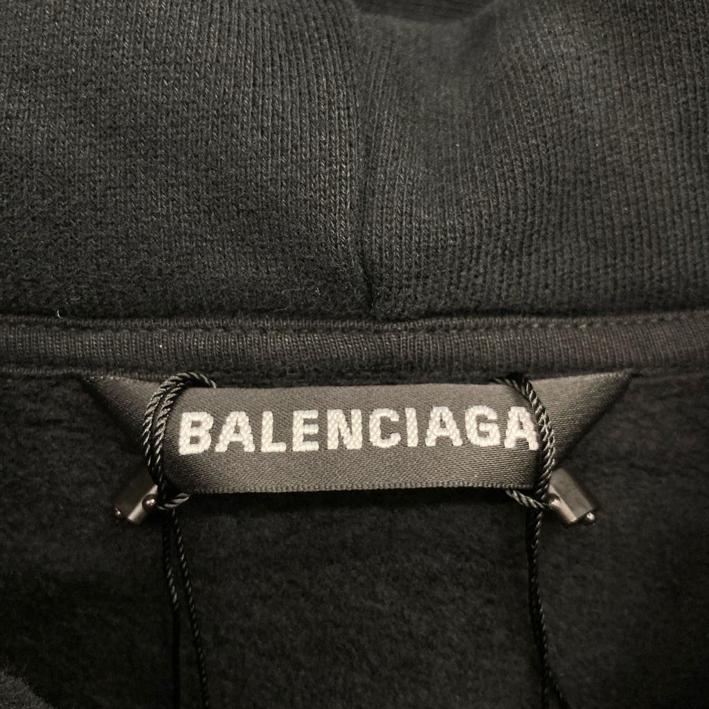 BALENCIAGA 570811 TJV85 Cotton BB Logo Embroidered Sweatshirt Hoodie Pullover tops S blackUsed