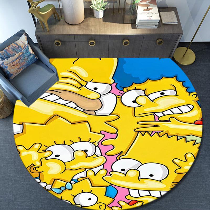 The Simpsons Cartoon Poster Pattern Round rug,Carpet Rug for Living Room Bedroom Playroom ,Non-slip Floor Mat,Holiday Gifts and Birthday Gifts.