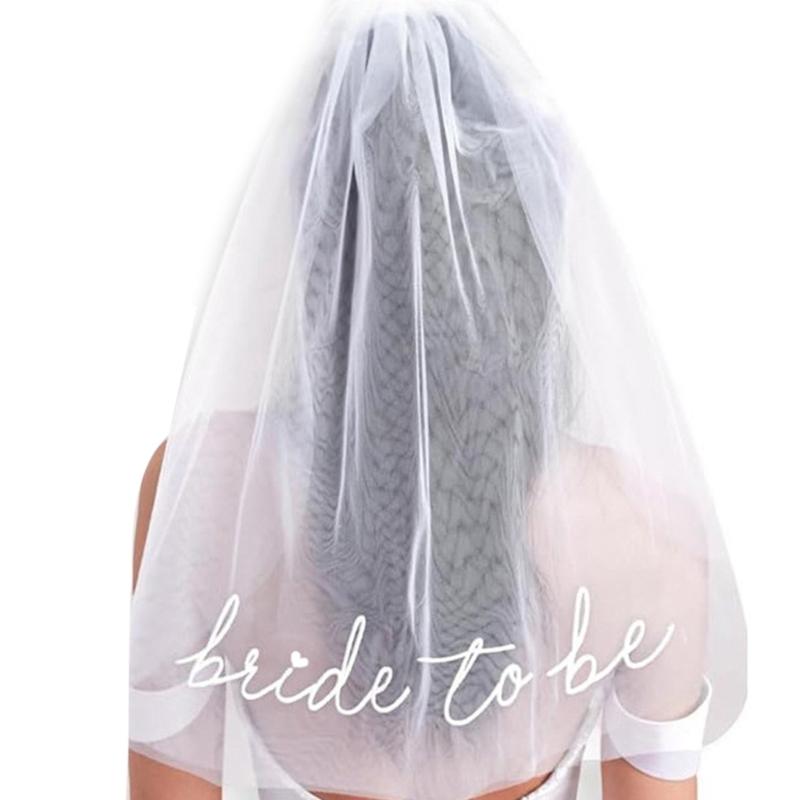 

Білий головний убір з літерами і гребінець ідеально підходить для весільних урочистостей, пляжних душових вечірок, фата для подружок нареченої 1