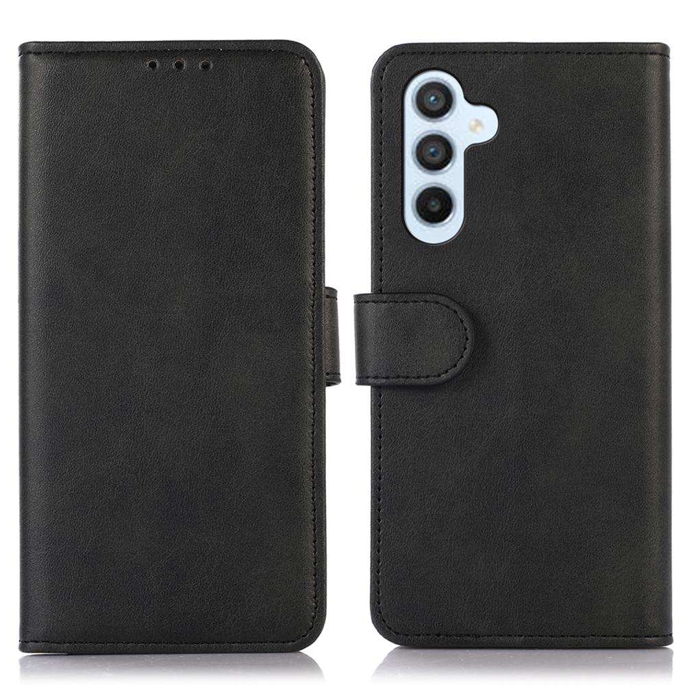 

Чехол для Samsung Galaxy A56 5G Кожаный чехол-кошелек с текстурой коровьей кожи с подставкой Black