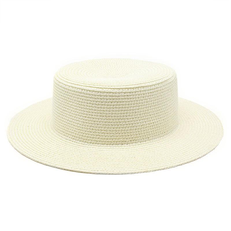 Seaside vacation beach sun protection sun hat green straw hat light board DIY versatile British flat top top top hat