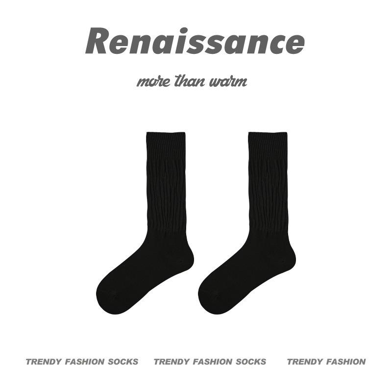 Renaissance Women's Solid Color Mid-Calf Bubble Socks - Versatile Thin Spring & Autumn Style