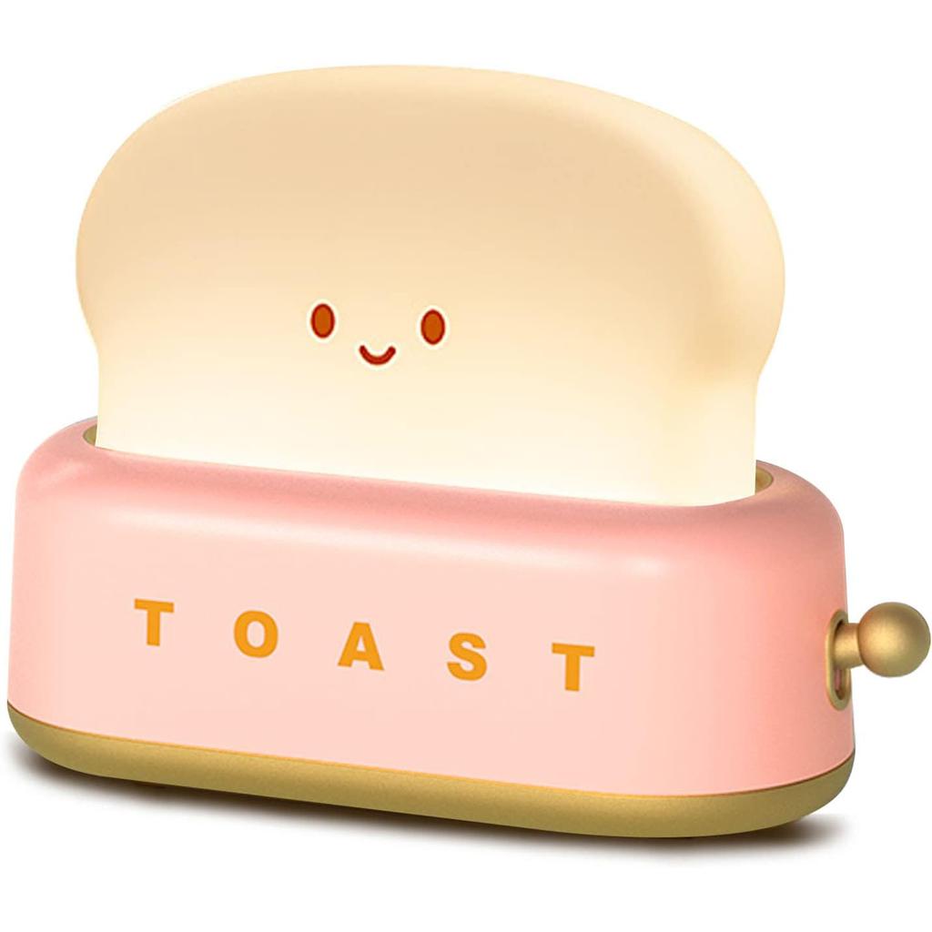 BANDIAN Bread Toast Cartoon LED Night Light Cute Home Decor Kawaii Bread Table Lamps Night Portable Light with Timer Tiny Lamp