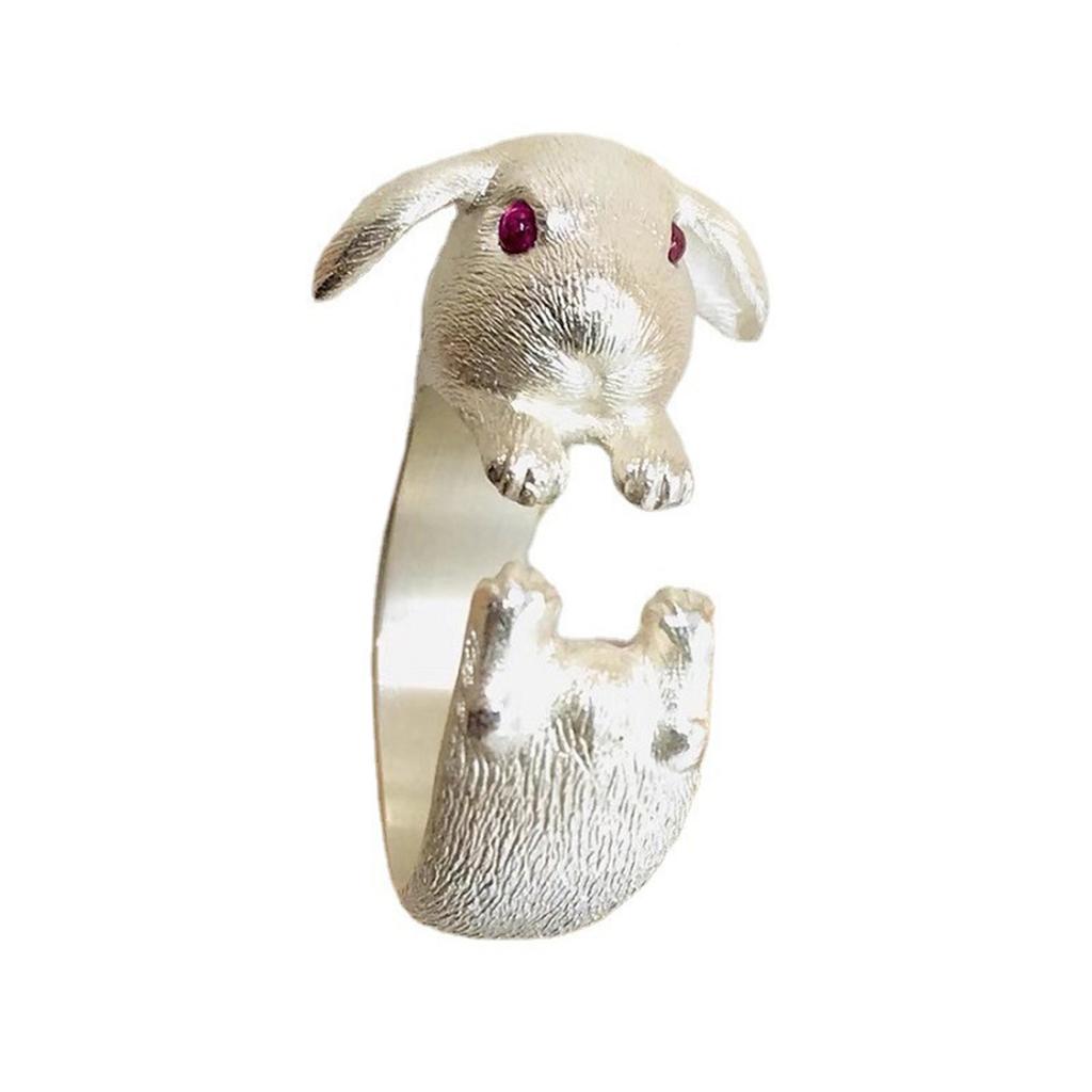 Easter Bunny Ring Alloy Adjustable Open Ring for Party Gift