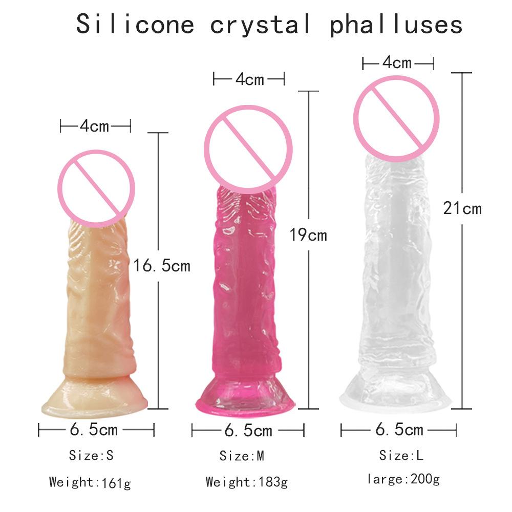 Simulation Penis Transparent Jelly Color Crystal Egg-Free Dildo Large and Medium Small Size Suction Cup Sex Product Female Self-Use