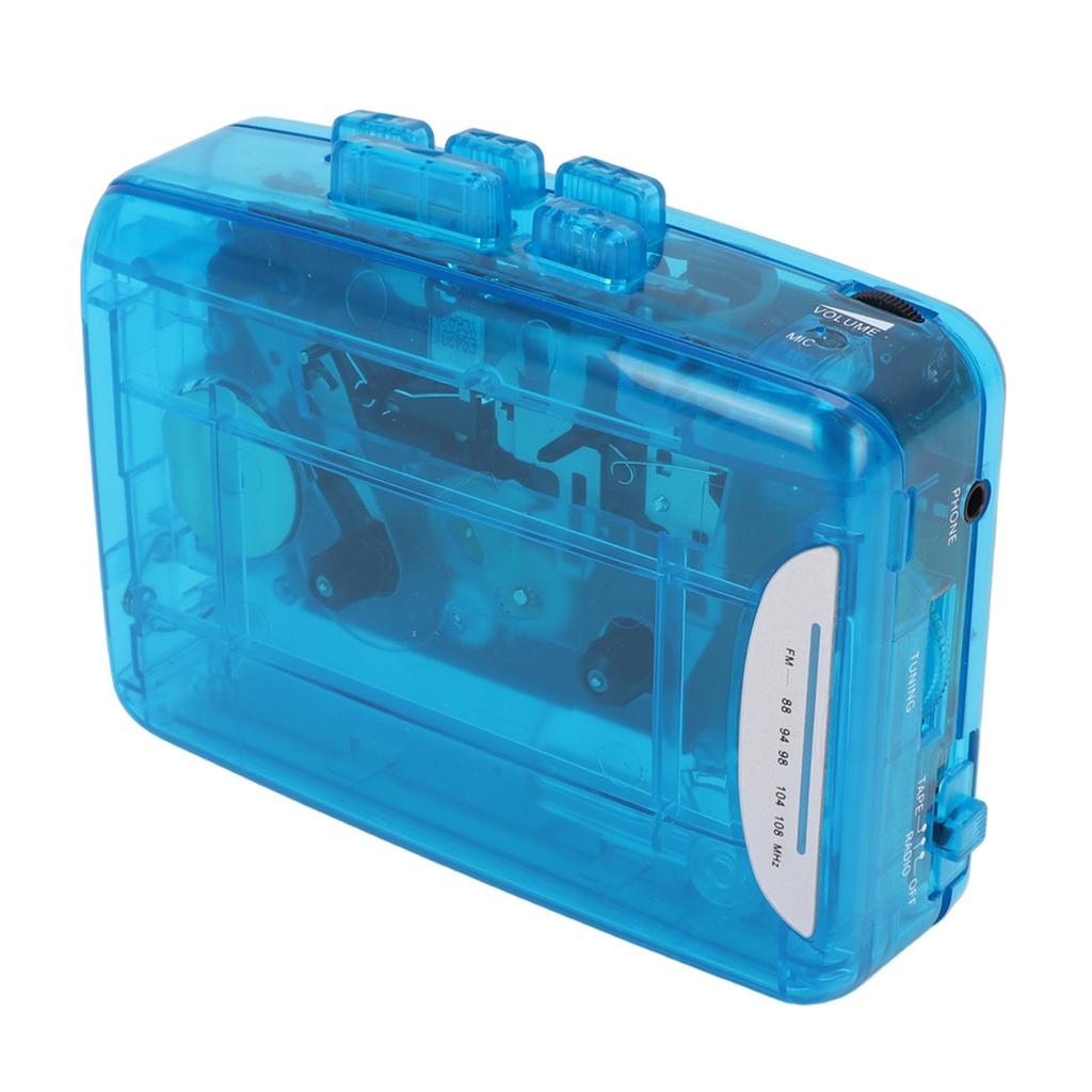 Cassette Player Portable Recorder Transparent Retro with Earphone for Cassette Tape