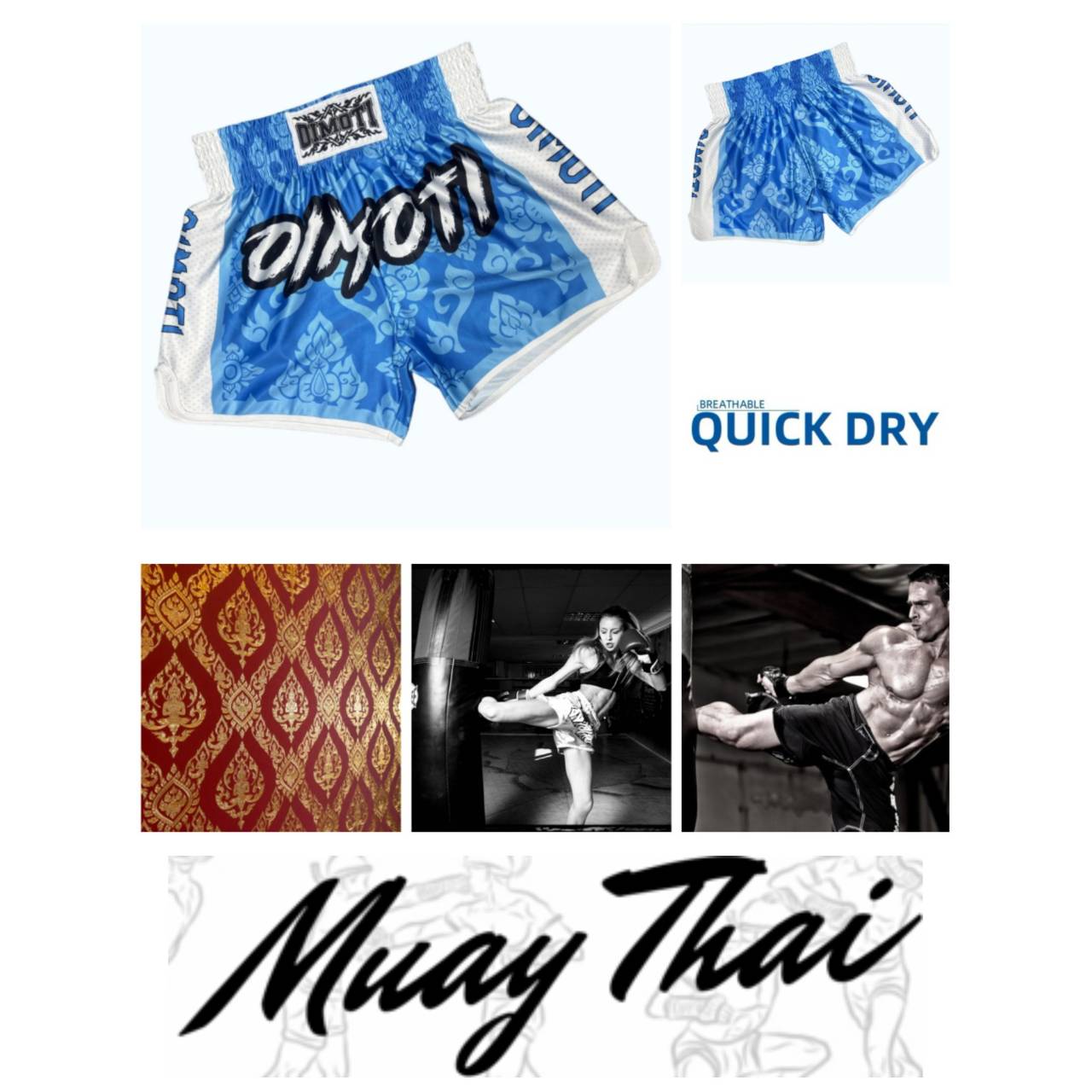 Disegno Thai Tradizionale Muay Thai Kickboxing Pugilato MMA UFC Pantaloncini Palestra Sport Unisex Uomo Donna Allenamento Asciugatura Rapida Stampa Vi
