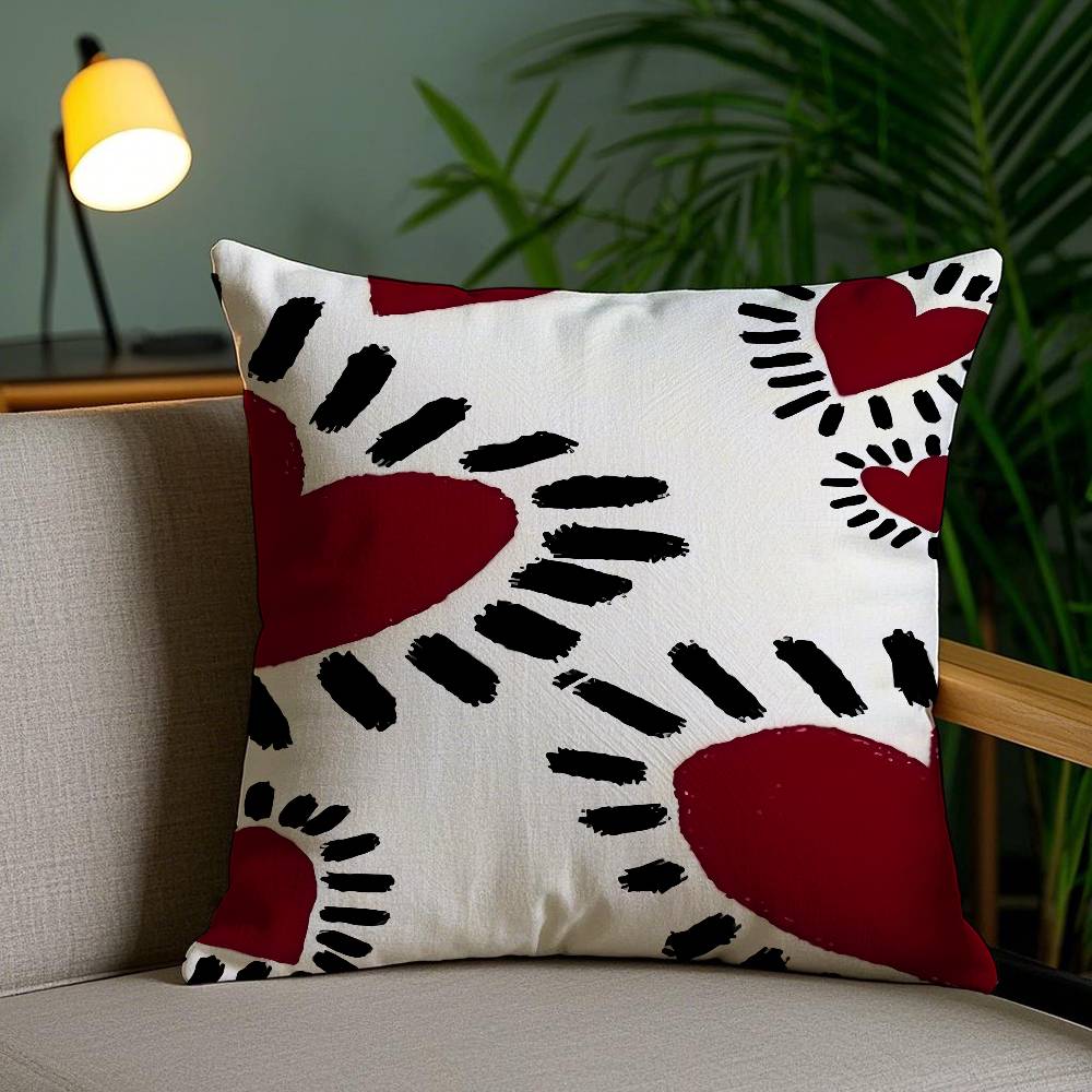 Ins Art Love Graffiti Pillow Case Plush Fabric Soft Pillowcase Double Sided Print Sofa Cushion Cover Throw
