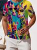 Men's Plus Size Giraffe Print T-Shirt - Full-Body Giraffe Short Sleeve Crew Neck Top, Loose Fit Breathable Summer Beachwear Suitable for Casual