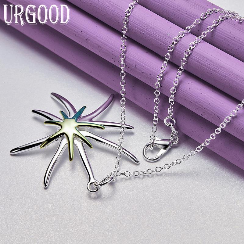 URGOOD 925 Sterling Silver Starfish Pendant Necklace Wedding Fashion Jewelry