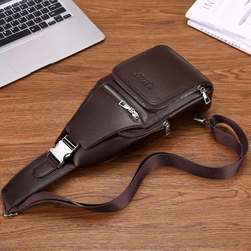 Men's PU Leather Chest Bag - Large Capacity Crossbody Sling Bag,Shoulder Bag, Adjustable Shoulder Strap for Travel & Outdoor Use