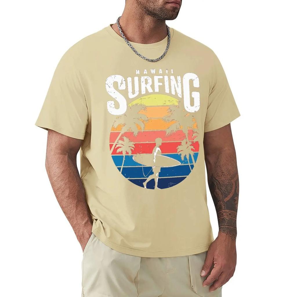 Vintage Hawaii Surfing T Shirt Harajuku Short Sleeve T-shirt 100% Cotton Graphics Tshirt Tops