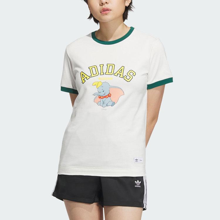Adidas Originals X Disney Dumbo Sportswear Tee with Cartoon Elephant Logo Women Tops White IN1062