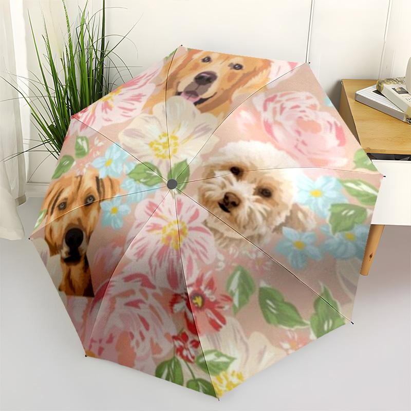 1pc cat Umbrella Portable Folding Umbrella Iron Frame Hole Bone Structure Outdoor Home Umbrella