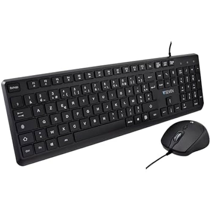 Clavier Et Souris - V7 - CKU350ES - Filaire - QWERTY - Espagnol - Noir