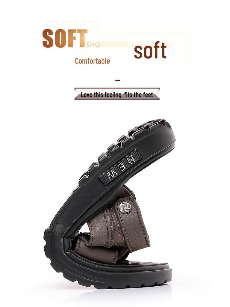2025 Men's Dual-Use Driving Sandals: Soft Sole, Latex Pad, Plus Size Beach Slippers
