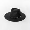 Autumn Winter French Style Pure Wool Fedora Hat With Belt Men Women Vintage Jazz Felt Cap Big Brim Stylish Casual Warm Dress Hat