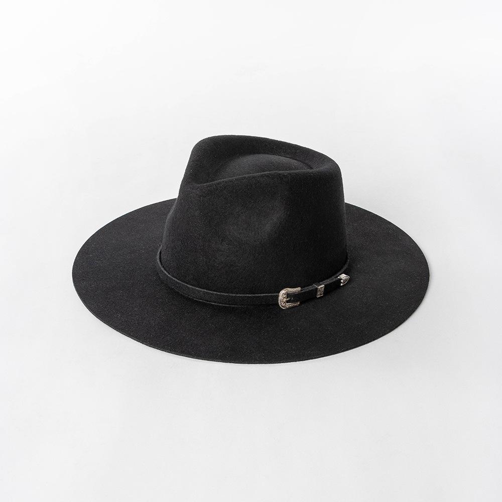 Herfst Winter Franse Stijl Pure Wol Fedora Hoed Met Riem Mannen Vrouwen Vintage Jazz Vilt Hoed Grote Rand Stijlvolle Casual Warme Feest Hoed L 59cm
