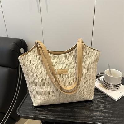 Summer Straw Woven Large-capacity Bag Women's 2025 New Fashion Portable Shoulder Bag Internet Celebrity Casual Foreign Style Tote Bag