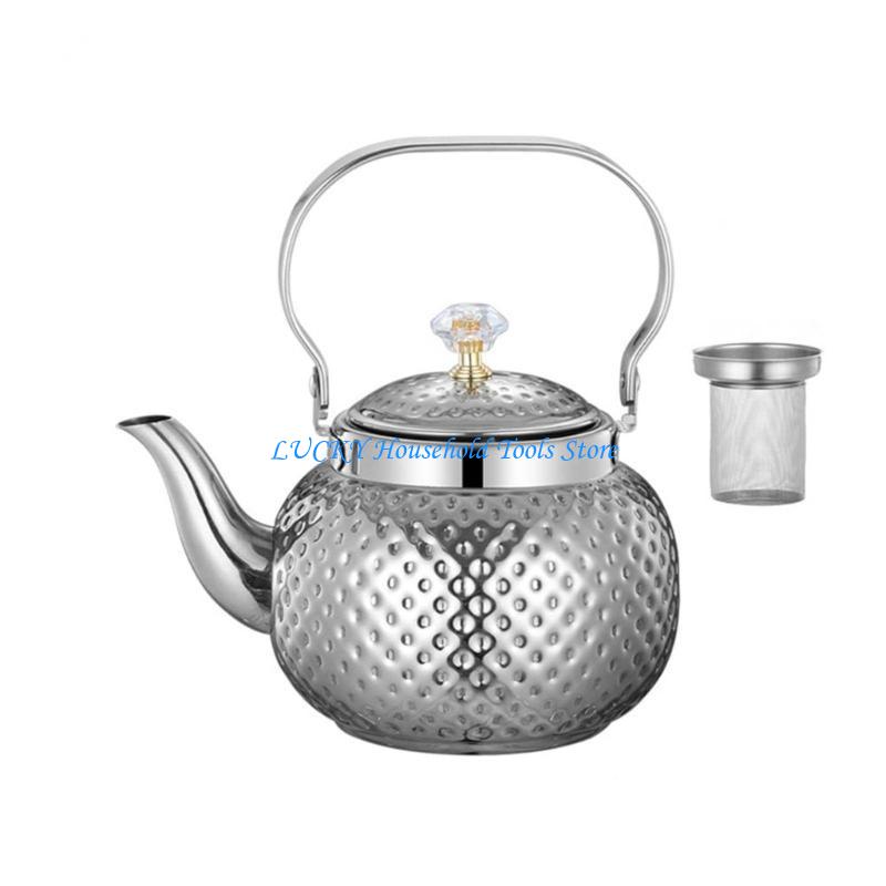 J0MC Stainsless Steels Teas Pots with Infuser Round Coffee Teas Pots Stovetop Kettles