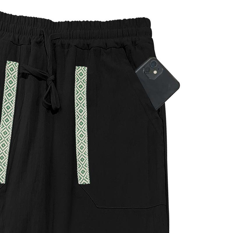 Four seasons men's linen breathable bohemian style loose wide-leg hip-hop casual sports trousers men