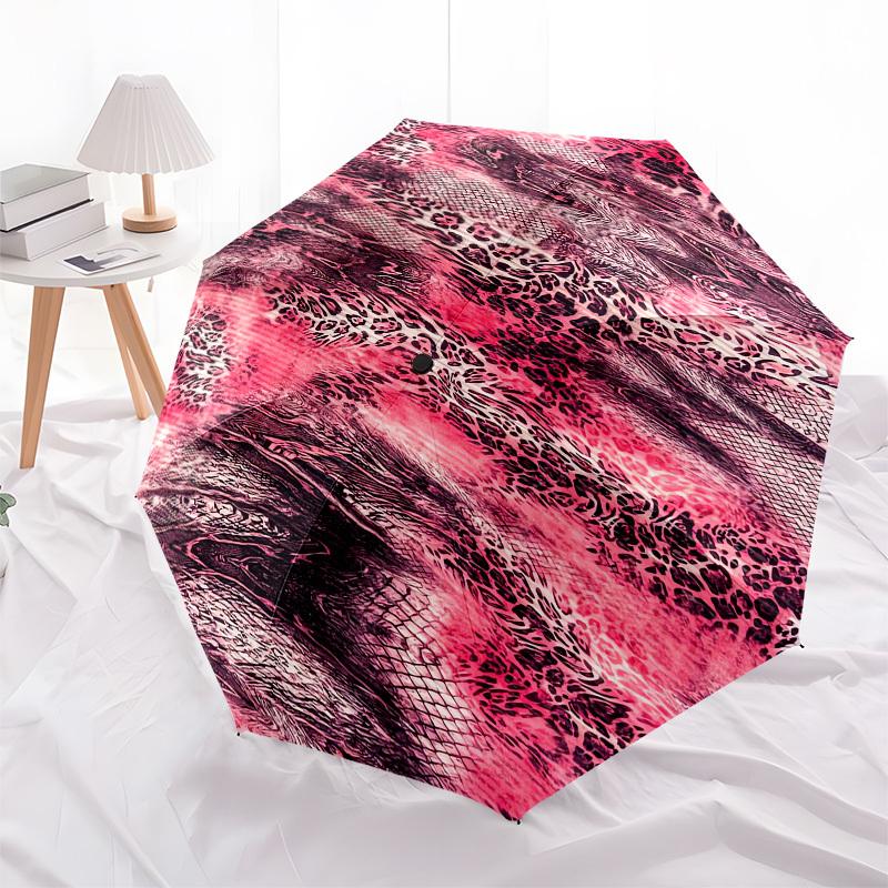 1pc Abstract Circular Pattern with Leopard Print and Mesh Overlay Umbrella with Plastic Handle,Compact & Stylish,Cartoon Pattern,Outdoor UmbrellaPT572