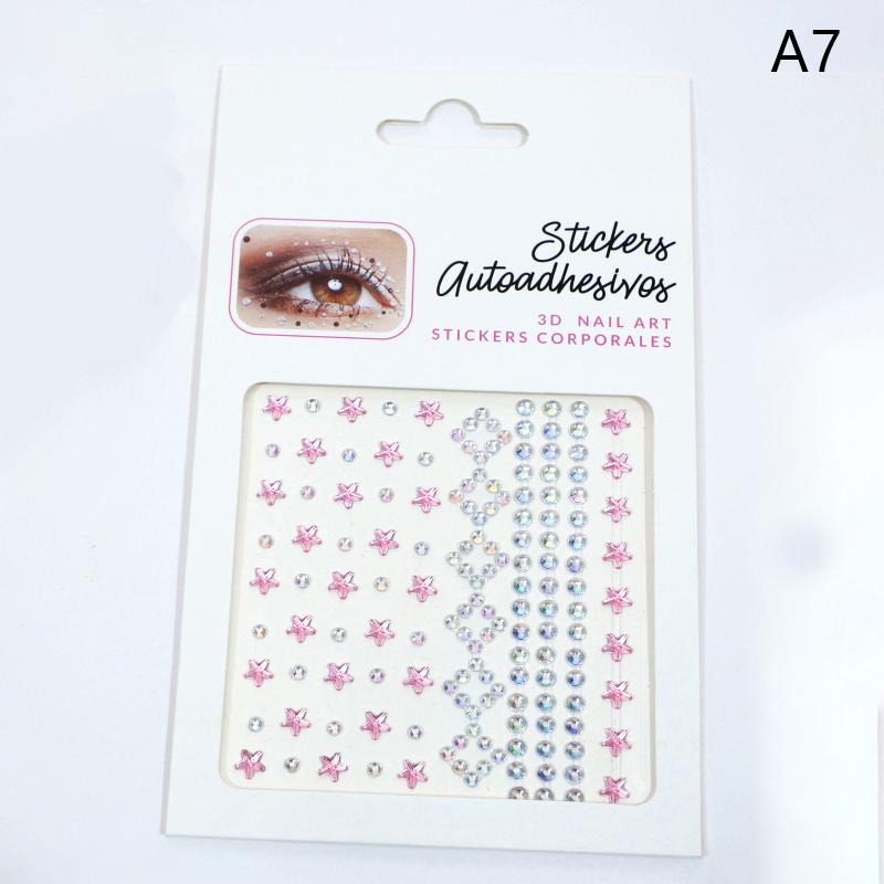 1Sheet Eye Body Face Gems Jewels Pearl Rhinestone Stickers Self Adhesive Crystal Rainbow Makeup Diamonds Face Decoration Sticker