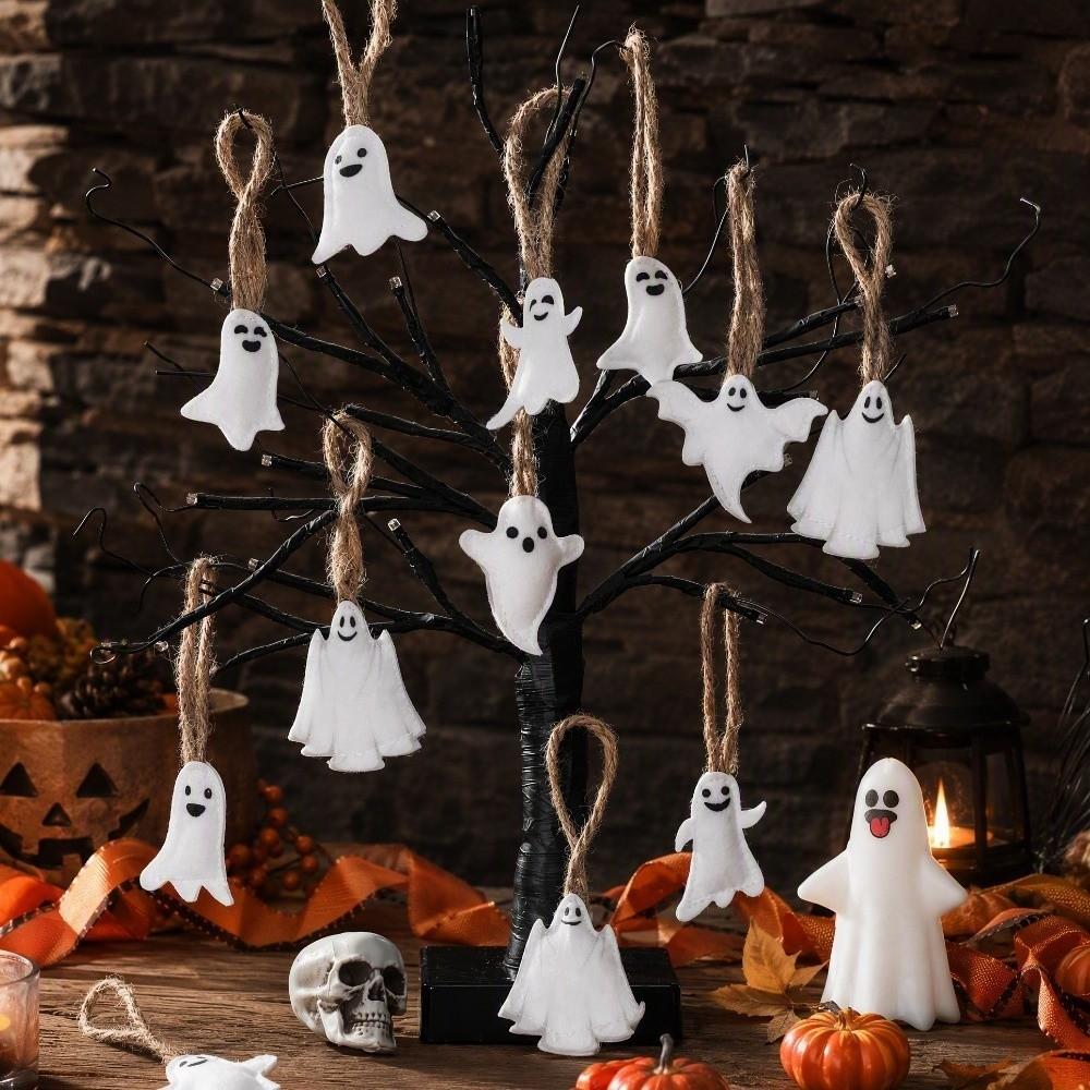 24PCS Ghost Venue Layout Halloween Ornament Hangable Ghost Felt Pendant for Car Interior Ornament