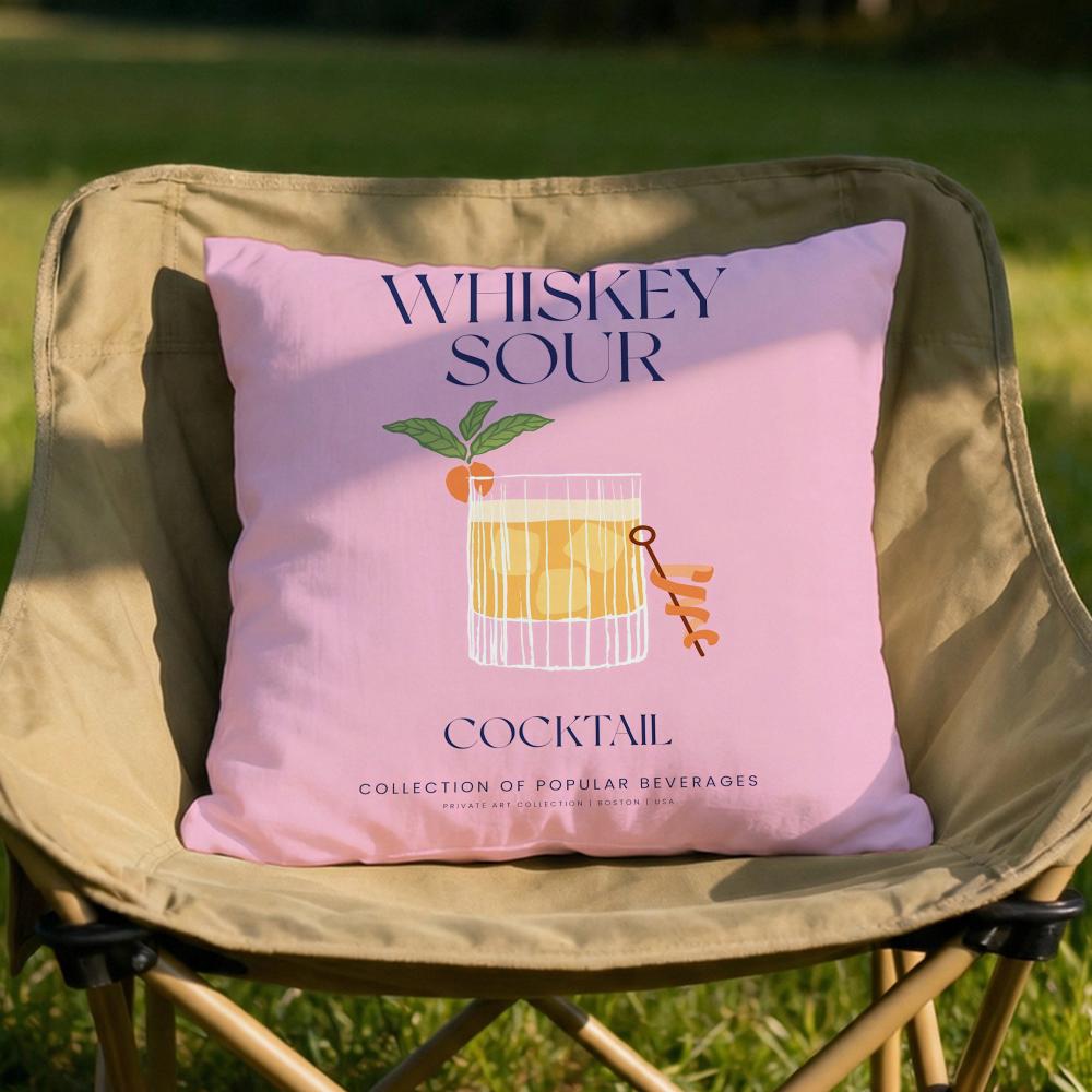 Whiskey Sour Cocktail Cushion Cover Soft Reversible Durable Pillow Cover MultiScene Use for Home Car Daily Comfort