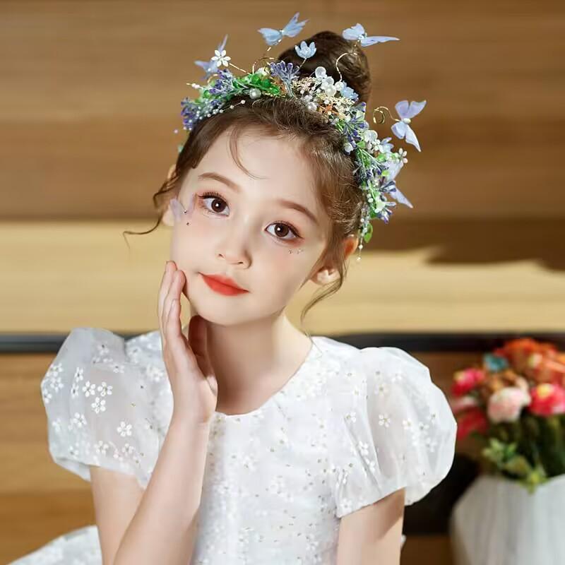 Children's hair accessories super fairy Mori girls performance Korean dress fresh butterfly crown girl birthday photo accessories