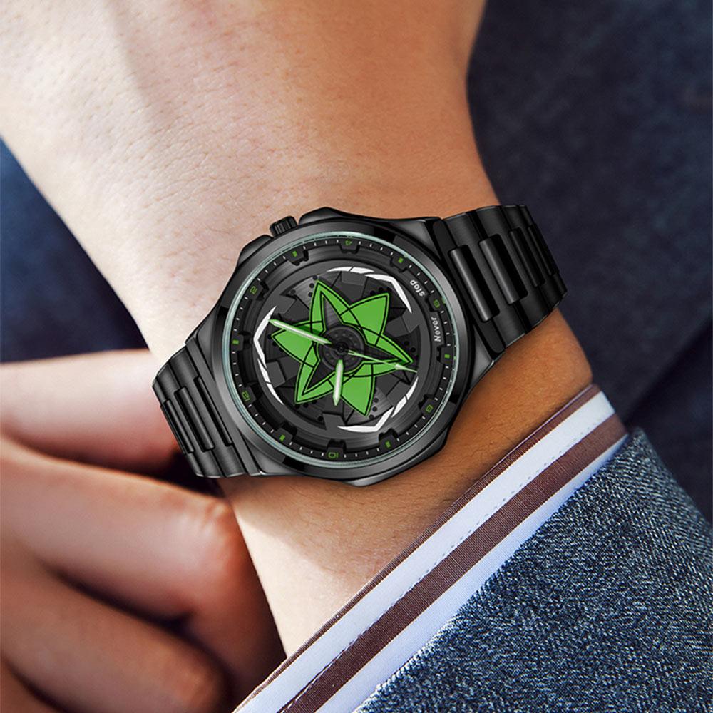 YAZOLE New Fashion Men's Watch Stylish Wheel-Inspired Men's Quartz Watch Student Watch with Luminous Steel Bracelet Model N945