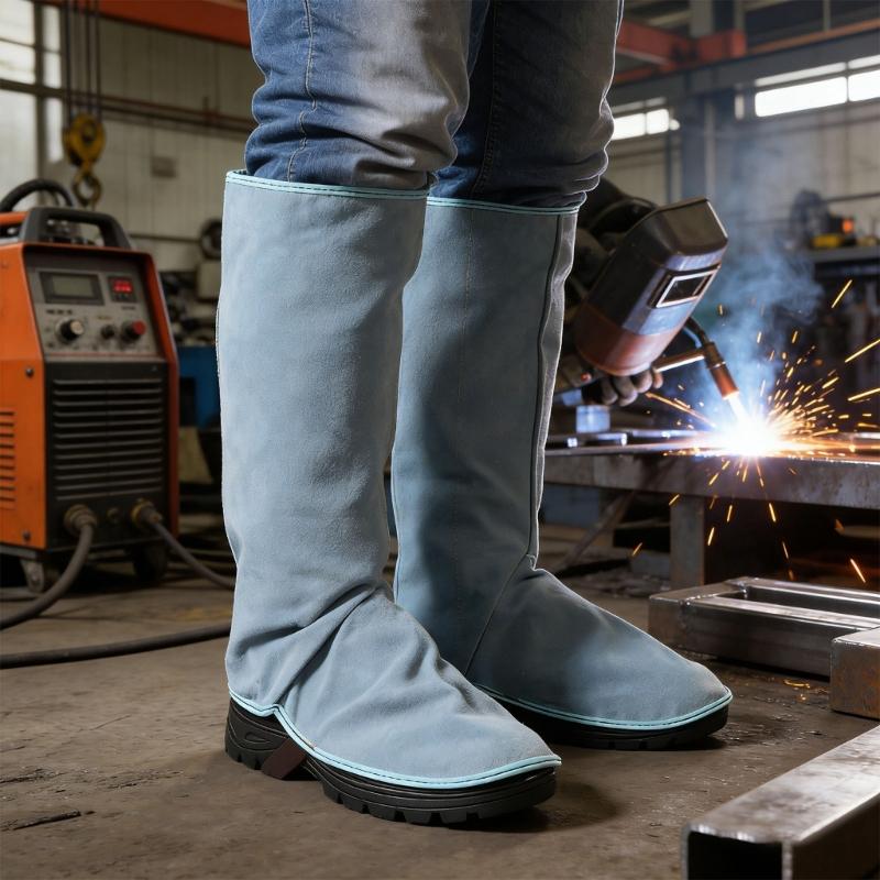Heat Resistant Industrial Leather Welding Spats Foot Shield Guards Covers For Maximumly Safety In High Risk Areas 2 Pack
