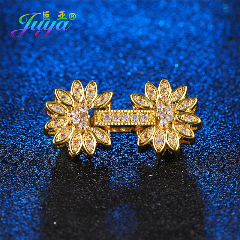 

Juya DIY Nature Stones Jewelry Making Components Handmade Connector Fasteners Buckle Closure Locks Beads Pearls Clasps Supplies As Photo золотой