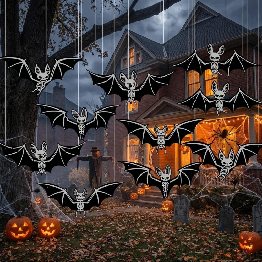 2D Flat Hanging Ornaments Fluorescent Luminous Decor New Bat Stickers Theme Party
