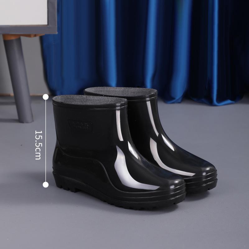 Thick-soled wear-resistant solid color men's lightweight high-top men's warm high-top waterproof mid-high non-slip rain boots thick model