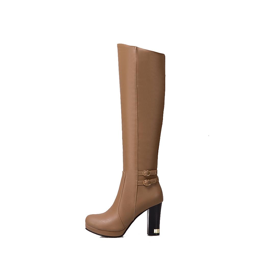 Women`s Cross-Season High-Top Leather Fashion Boots