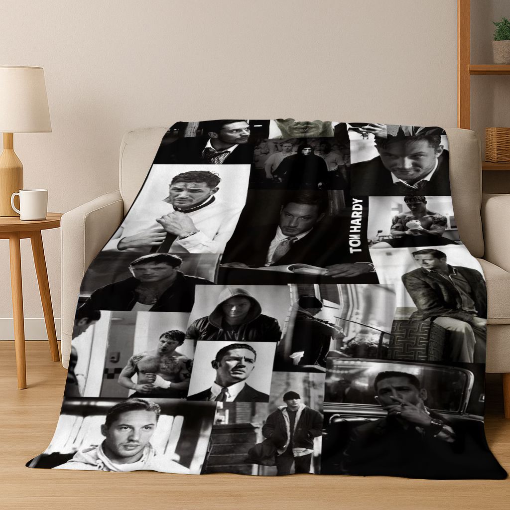 3D Tom Hardy Art Actor Star Flannel Blanket,Cozy Soft Throw Blanket for Home Bedroom Bed Sofa Picnic Office Cover Kids Gift