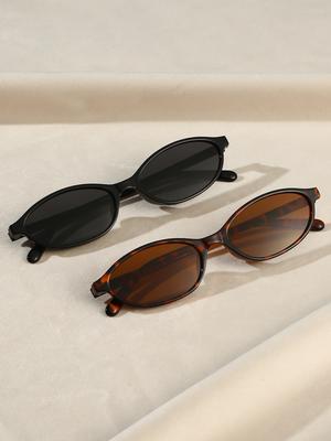 2 Stück Klassische Modische Ovale Kleine Rahmen Kombinationsbrille Trendige Mode High-End Dekorative Brille